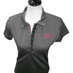 Icon Heiress Gray/Pink Partial Snap Front Short Sleeve Top Size Small